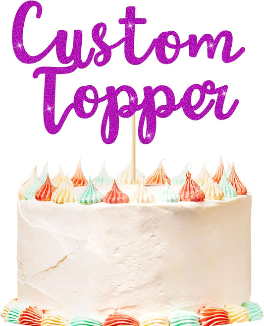 Personalized Cake Topper Birthday Cake Toppers 11 Colours Wedding Cake Topper with Any Text Age Glitter Double Sided Cake Decoration for Anniversary Baby Shower Graduation(Purple)