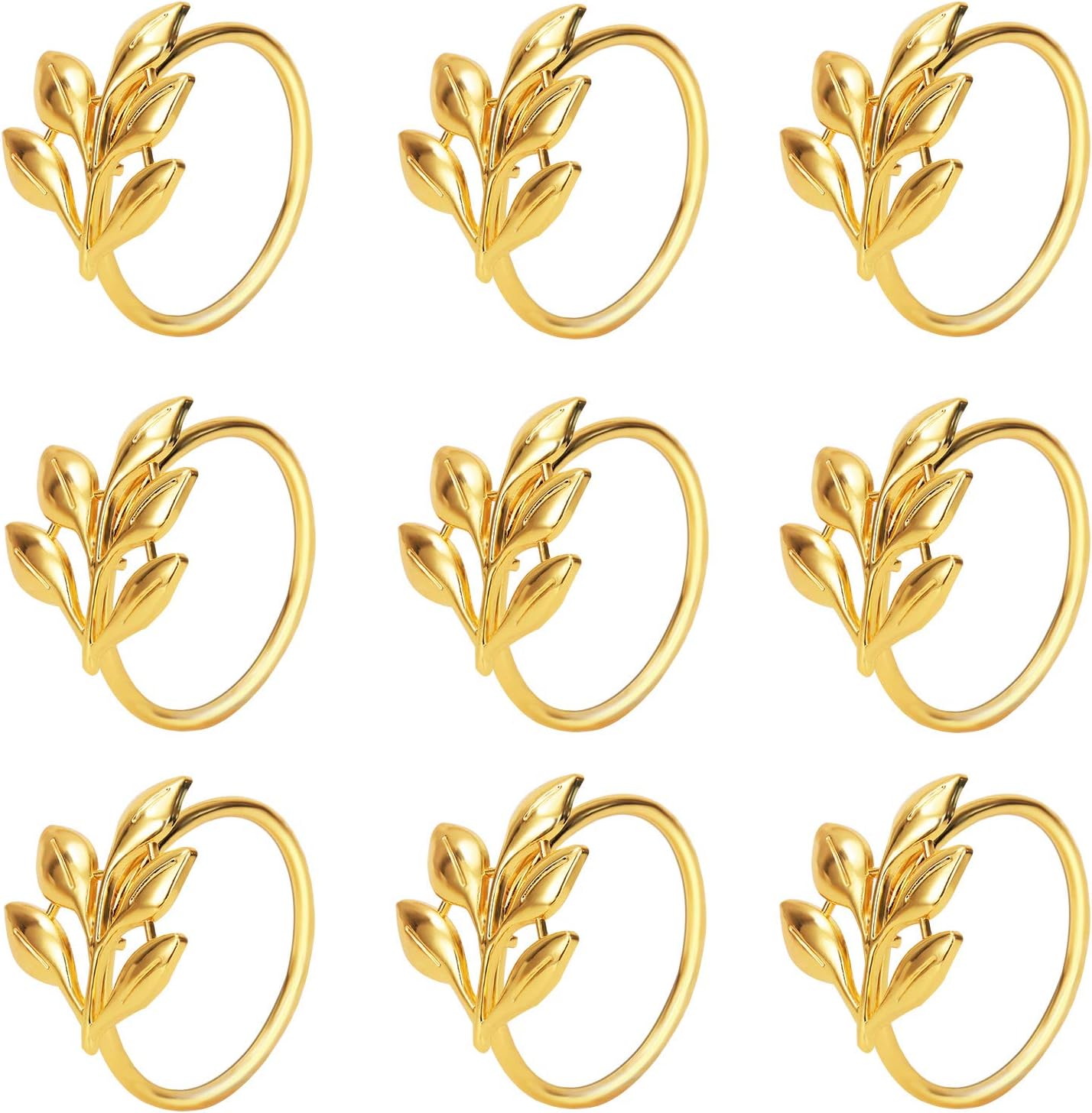KPOSIYA Set of 20 Leaf Napkin Rings Metal Gold Napkin Holder Table Napkin Rings for Dinning Table Parties Everyday (Ye Zi-Gold 20)