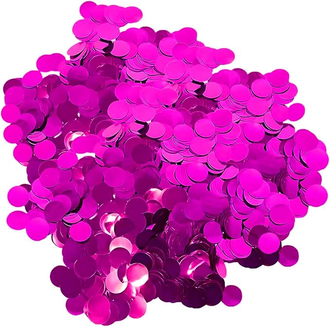 Hot Pink Metallic Foil Confetti 8000 Pcs Shiny Rose Red Round Table Confetti for Fill Balloon Wedding Graduation Party Decorations,60g of pack
