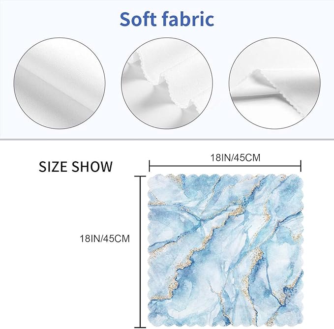 Yibeas Abstract White Blue Marble Cloth Napkins Set of 4 Soft Gold Glitter Veins Fake Stone Texture Washable and Reusable Dinner Napkins for Weddings Parties 18 x 18 inch