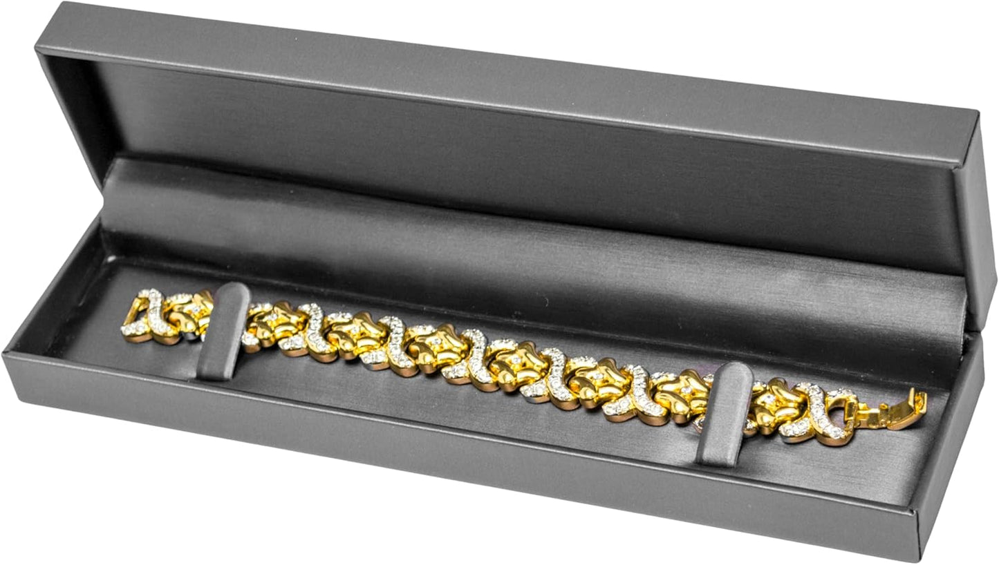 Novel Box Silver Jewelry Box for Bracelet 8.87x2.25x1.5 Inches - Bracelets Gift Box for Proposal Wedding Engagement - Faux Leatherette Jewelry Display Box - Gift Presentation Boxes for Bracelets