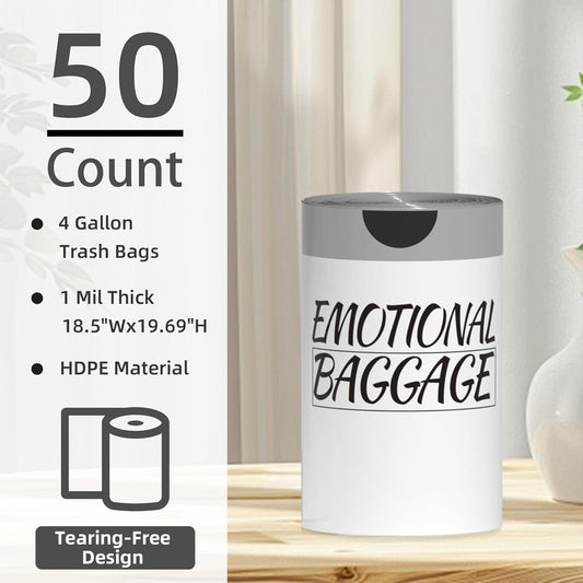 4 Gallon Small Trash Bags Drawstring,4 Gal Trash Can Liners,Small Bathroom Garbage Bags Scented,Tear Resistant Garbage Bags,50 Count Trash-Can-Liners (Emotional Baggage)