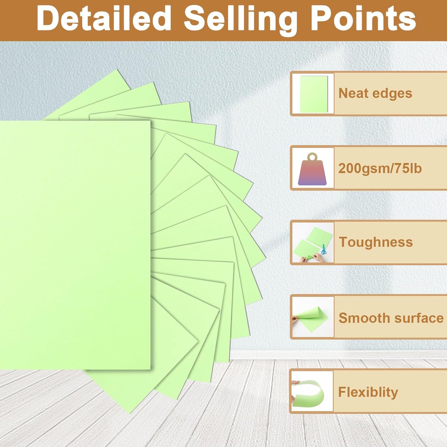 40 Sheets Light Green Cardstock 8.5 x 11 Craft Paper, 200gsm/75lb Heavyweight Paper Card Stock for Christmas, DIY Cards Making, Greeting Cards, Wedding Invitations