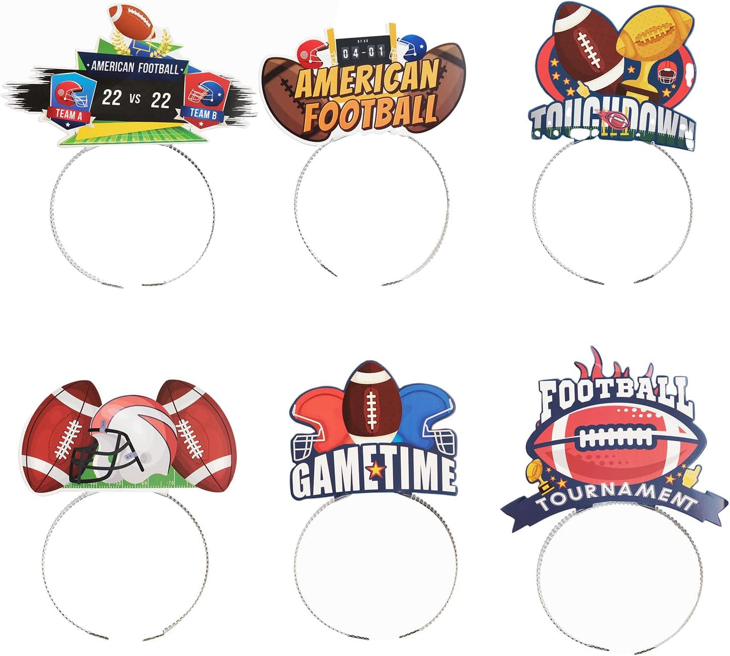 6pcs American Football Headband for Football Party Football Touch Down Photo Booth Props Headband for Super Bowl Football Tournament Decoration Football Game Day Party Supplies