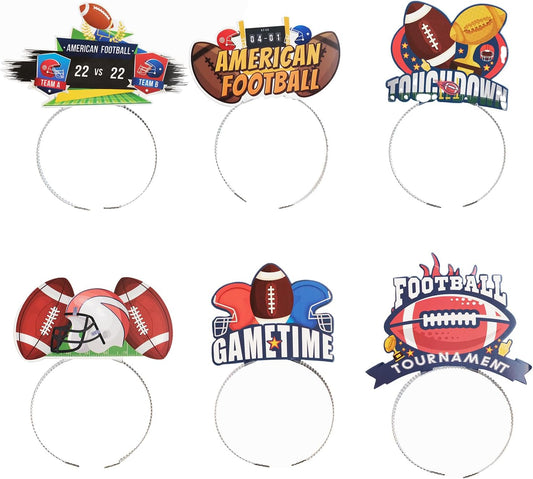 6pcs American Football Headband for Football Party Football Touch Down Photo Booth Props Headband for Super Bowl Football Tournament Decoration Football Game Day Party Supplies