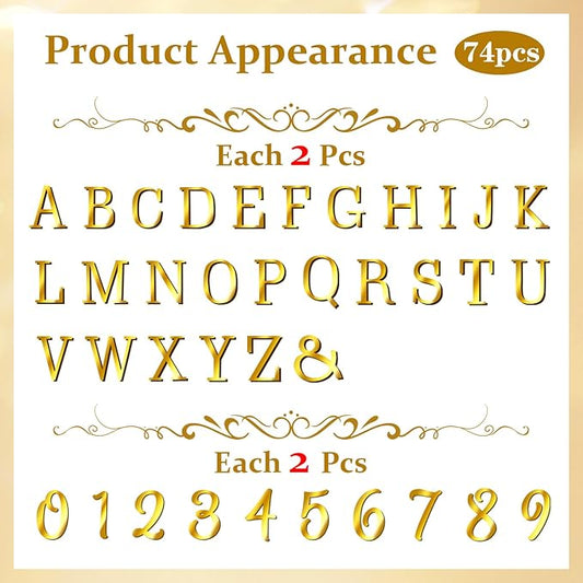74 PCS Custom Cake Topper Name Acrylic Letters DIY Personalized A-Z & 0-9 Number Alphabet Cake Decoration For Wedding Anniversary Baby Shower Party Birthday Supplies (Gold)