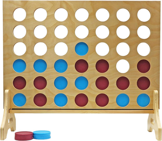 Tailgating Pros Premium Giant Four in a Row with Carrying Case - Jumbo Oversized Outdoor Yard Game - Connect Multiple Pucks in a Row to Win - Many Puck Colors Available!