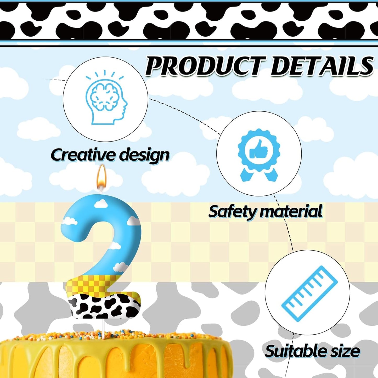 Toy Inspire Game Story Birthday Candles for Kids -Toy Themed Cake Topper Decorations,Party Supplies for Children's Birthday Celebrations(Number 2)