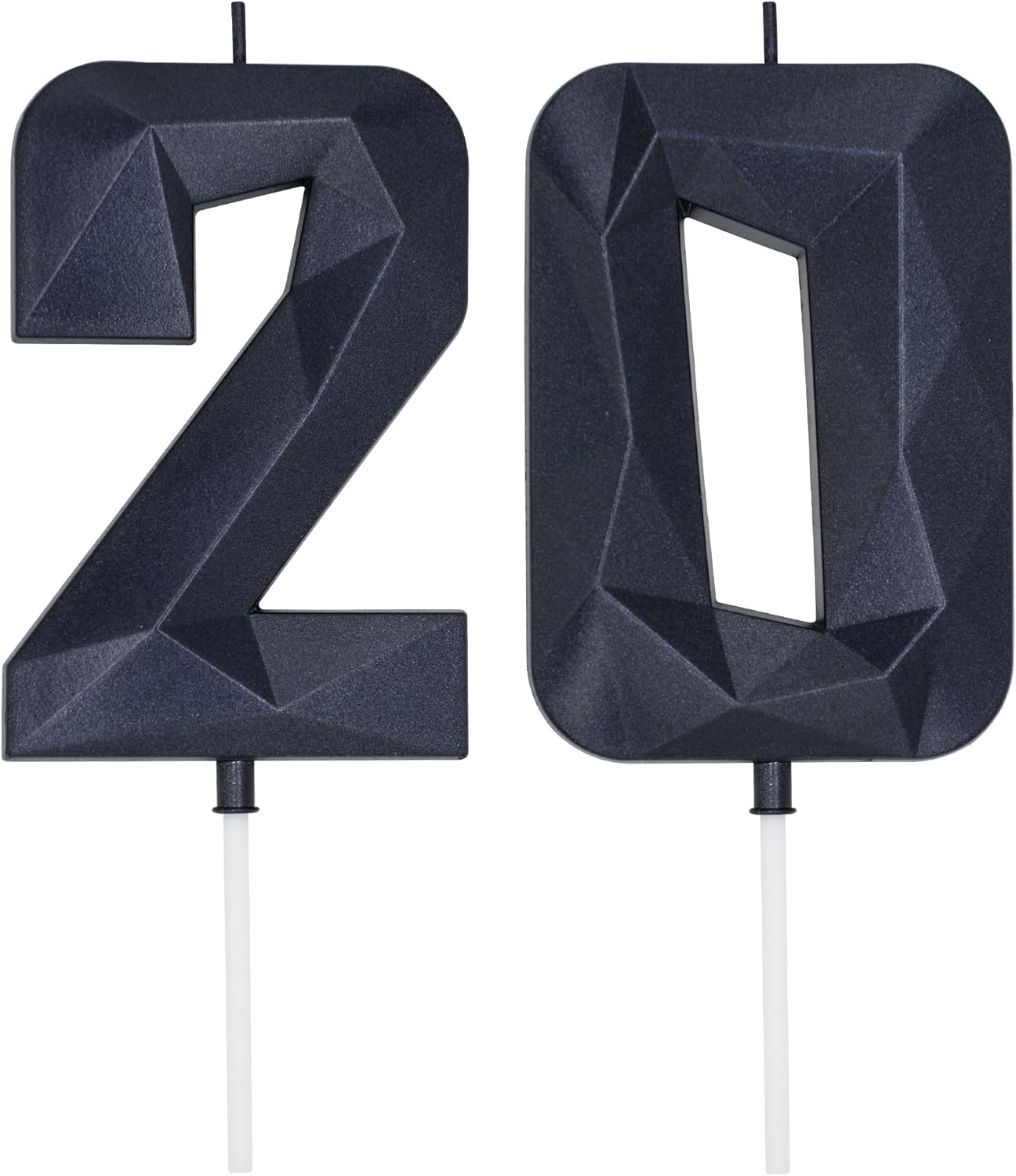 DERVENTA Large Birthday Candle Number 3D Black 3.7 inch Party Celebration Anniversary Decoration Cake Topper 1 Piece (Number 20 Black)