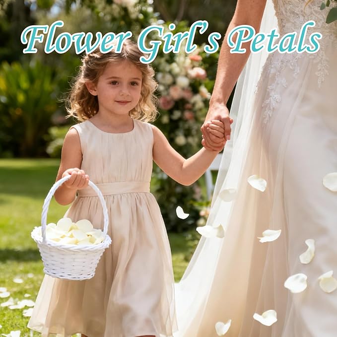 Fortunate Flowers Real White Rose Petals for Flower Girl Basket, 35g/1.2oz Preserved Freeze Real Forever Rose Petals White Flower Petals for Wedding Decor, Proposal, Confetti, Craft
