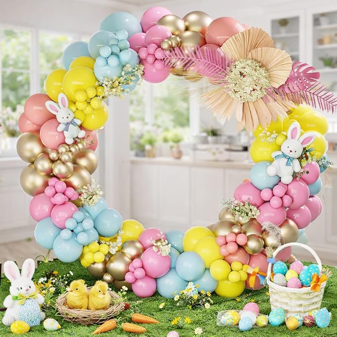 160pcs Easter Balloon Garland Arch Kit, Pastel Spring Balloon Arch with AccessoriesIY Balloon Arch for Easter Party, Egg Hunt, Baby Shower & Spring Decorations