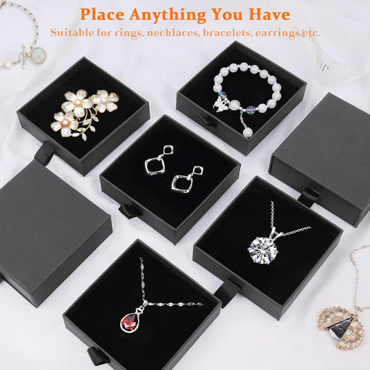 Jewelry Box, 5Pcs Jewelry Boxes for Women 3.5×3.5x1 Inch Jewelry Gift Box, Cardboard Jewelry Gift Necklace Ring Earring Jewelry Box (Black)