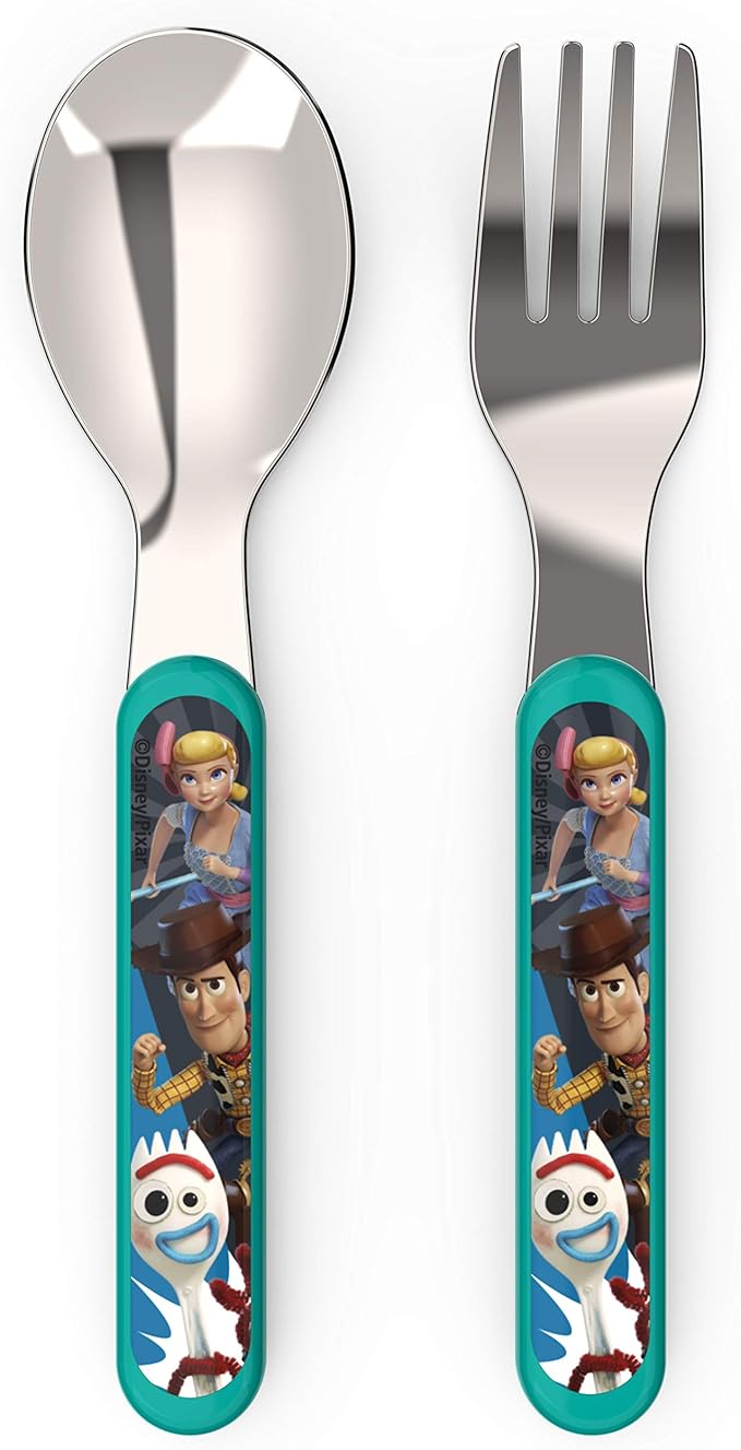 Zak Designs 5-Piece Dinnerware Set, Disney and Pixar Toy Story 4 - Durable Plastic & Stainless Steel - Includes Water Bottle, 8-Inch Plate, 6-Inch Bowl, Fork & Spoon - Suitable for Kids Ages 3+