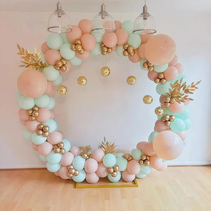 Pastel Balloon Arch Garland Kit, Macaron Pink Green White Gold Latex Party Balloons Pastel Color Easter Balloon for Easter Spring Wedding Graduation Baby Shower Birthday Party Decorations