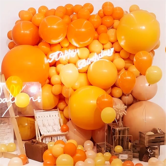 Orange Balloons, 140pcs 18 12 10 5 Inch Different Sizes Pack Party Latex Balloons for Birthday Halloween Holiday Balloon Garland as Party Decorations