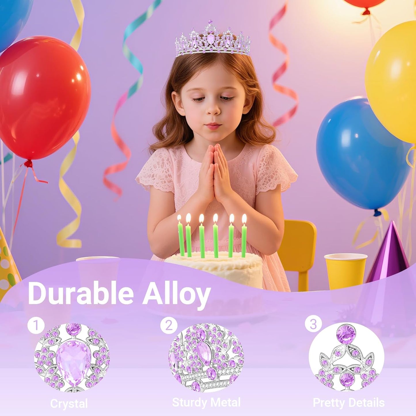 Tiara Crown for Women, Queen Tiara for Birthday Prom Bridal Party Custome Purple
