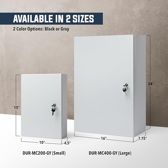 Durabox 2-Door Narcotics Cabinet - Double Door & Dual Key Lock Steel Cabinet for Safe Storage of Medicine, Prescription Drugs, Medical Supplies and More, 16"W x 24"H x 7-3/4"D (Grey, Large)