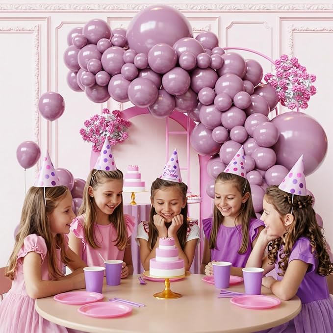 Dusty Purple Balloons Arch Kit,130pcs Lavender Latex Balloon Garland,Different Size Light Purple Balloons for Baby Shower,Graduation,Birthday Party Decorations