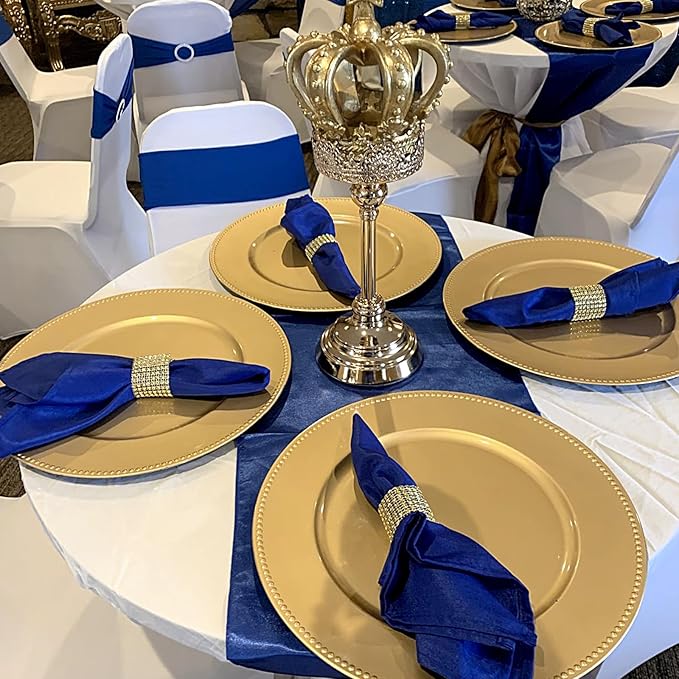 50 Pcs Gold Charger Plates Bulk, 13" Round Beaded Plate Chargers for Dinner Plates, Decorative Dinner Chargers Plastic Table Chargers for Wedding Holiday Party Baby Shower Event Decoration (Gold)