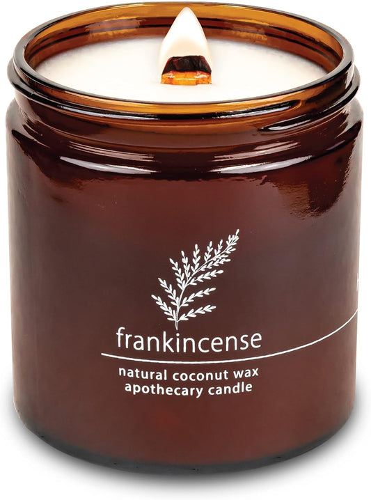 Hemlock Park Crackling Wood Wick Candle Handcrafted with Natural Coconut Wax (Large 16 oz, Frankincense)