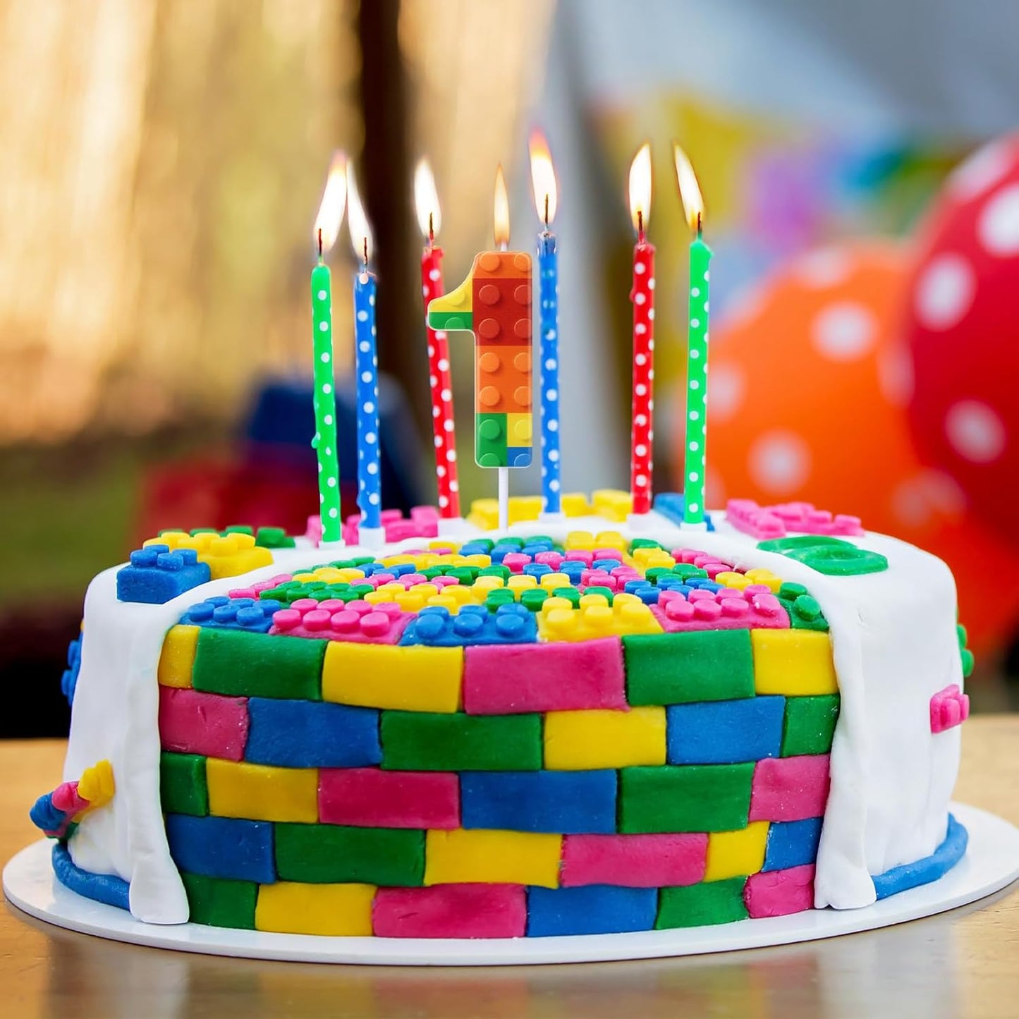 Building Block Number 0-9 Birthday Cake Candle Numeral Birthday Sparkler Candles for Building Block Cake Topper for Party Decorations Supplies(Number 1)