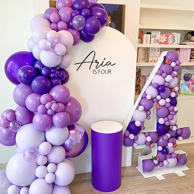 PartyWoo Purple Balloons 85 pcs Different Sizes of 18 12 10 5 Inch Purple Balloon Arch Kit Garland for Birthday Engagement Wedding Bachelorette Bridal Shower Butterfly Party Decorations Purple-Y15