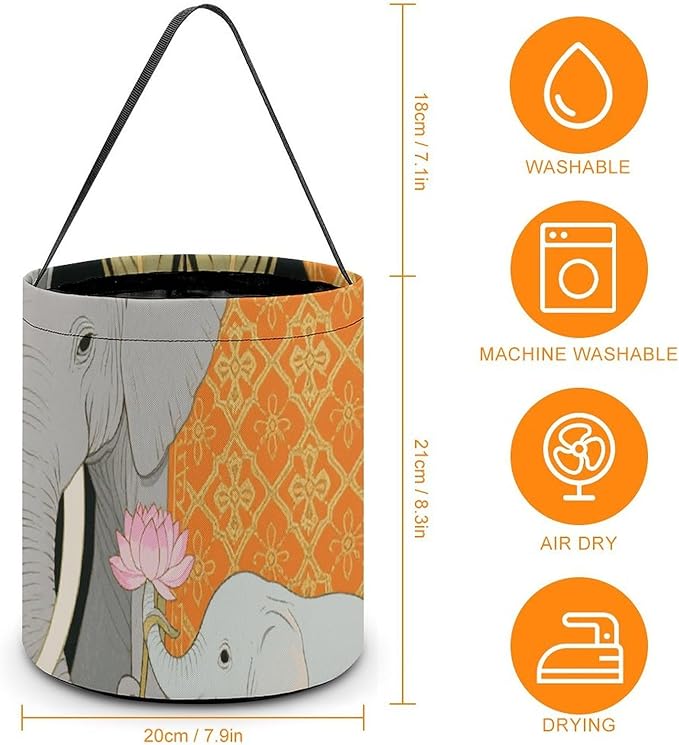 Halloween Candy Bucket - Elephant And Young Elephant Trick Or Treat Candy Bag, Gift Bag for Party Favor Supplies