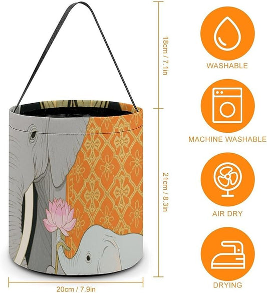 Halloween Candy Bucket - Elephant And Young Elephant Trick Or Treat Candy Bag, Gift Bag for Party Favor Supplies