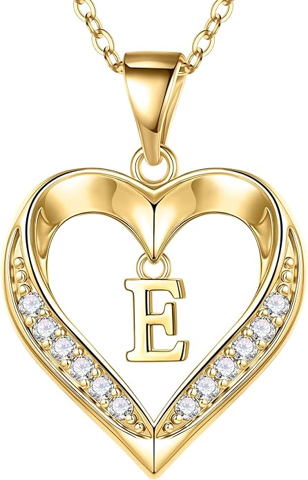 TURANDOSS Valentines Day Gifts for Kids Teen Girls - Heart Initial Necklaces, Dainty 14K Gold Plated CZ Heart Letter A-Z Pendant Necklace Trendy Jewelry Valentines Day Gifts for Wife Girlfriend
