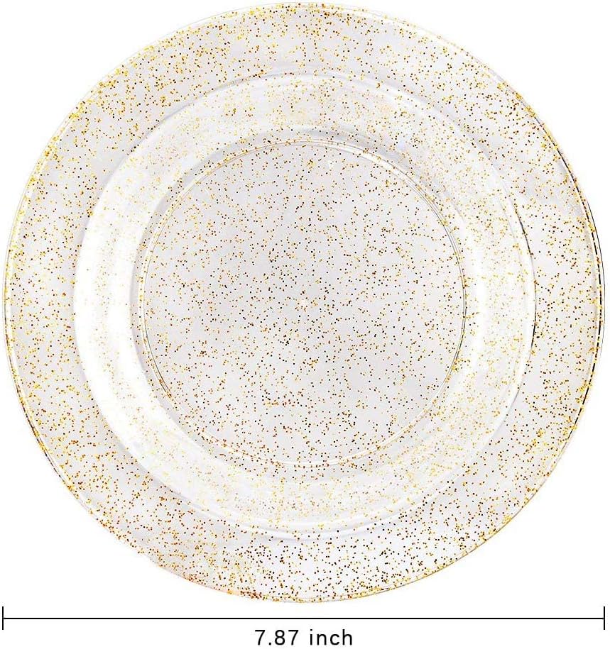 Liacere 60Pieces Gold Plastic Bowls-Disposable Gold Glitter Dessert Bowls-12OZ Premium Plastic Soup Bowls for Wedding &Parties & Fall Decor