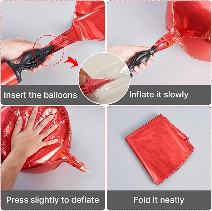 PartyWoo Red Foil Balloons 6pcs 32 Inch Large Round Foil Big Giant 4D Jumbo Inflatable Mirror Ball Mylar Balloons for Graduation Birthday Anniversary Casino Cherry Citizenship Party Decorations