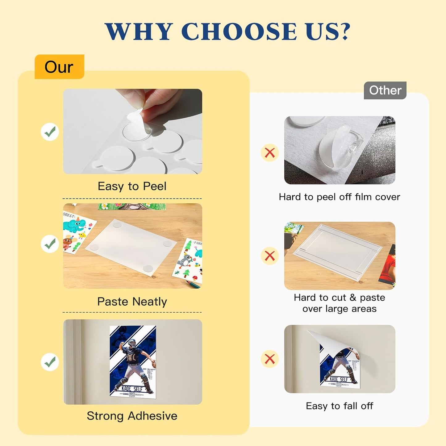Double Sided Sticky Tack – 490pcs Easy to Peel Sticky Dot,Clear Removable Balloon Glue Poster Dots for Crafts, Posters, Balloons, and DIY Projects