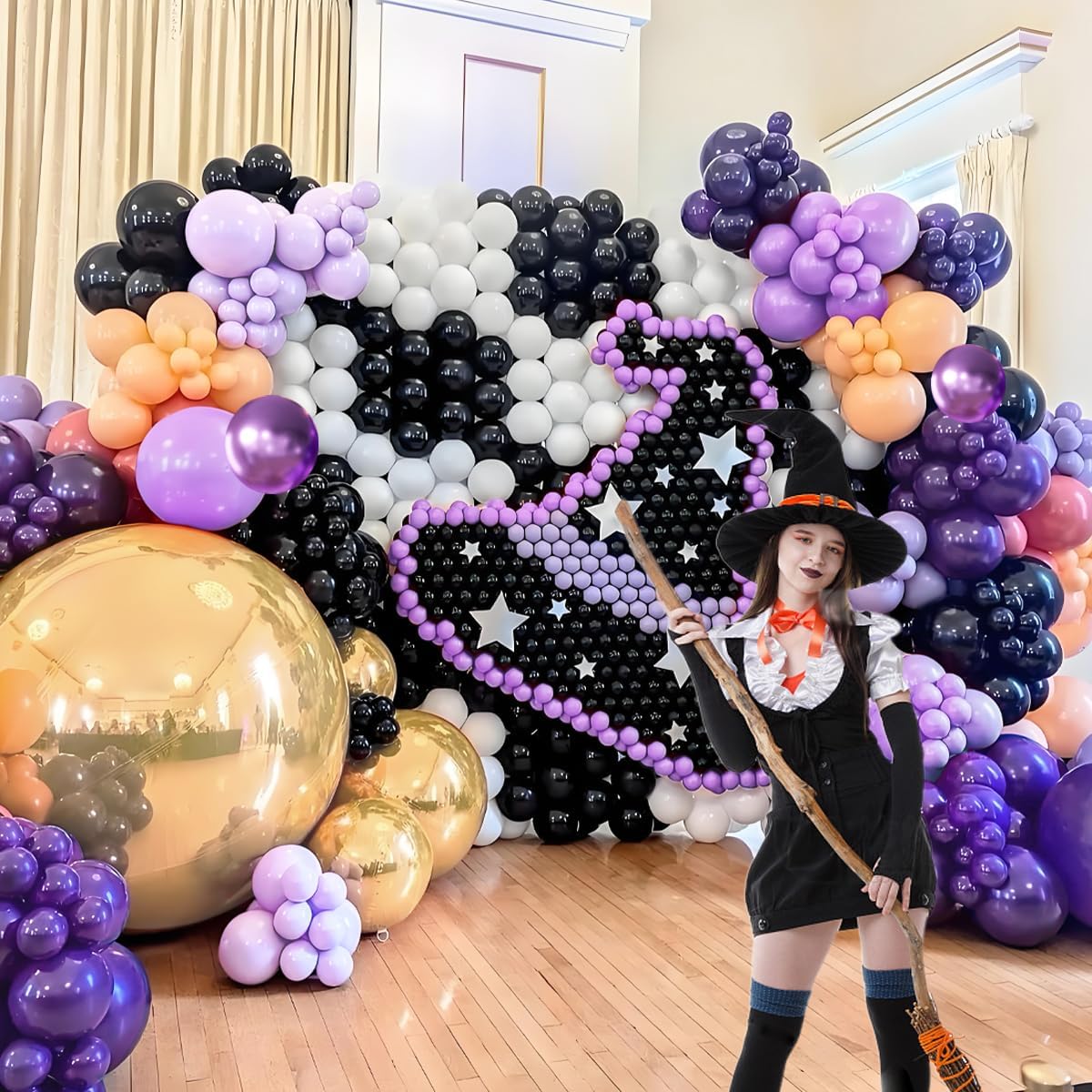 Purple and Gold Balloons Arch Kit, 166Pcs Dark Purple Metallic Lavender Lilac Violet Gold Chrome Balloons for Baby Shower Girl Princess Party Wedding Decorations