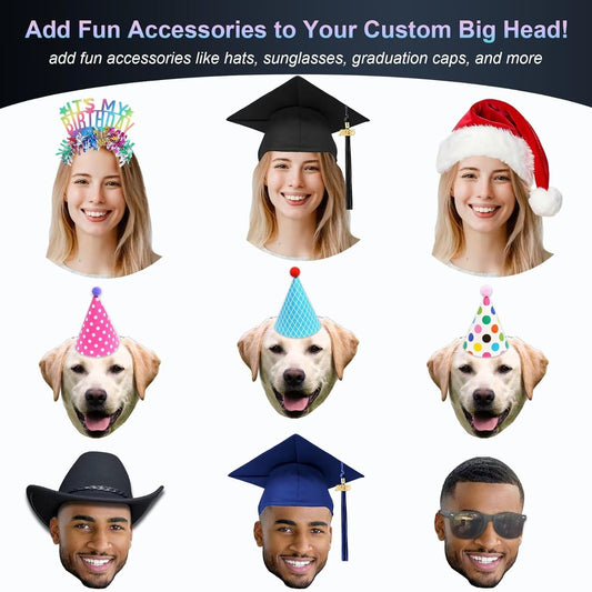 Custom Big Head Cutout – Made in USA 6" to 48",Personalized Face Cardboard Sign, Giant Photo Prop for Birthday, Graduation, Sports Events, Party Decorations (6"-48")