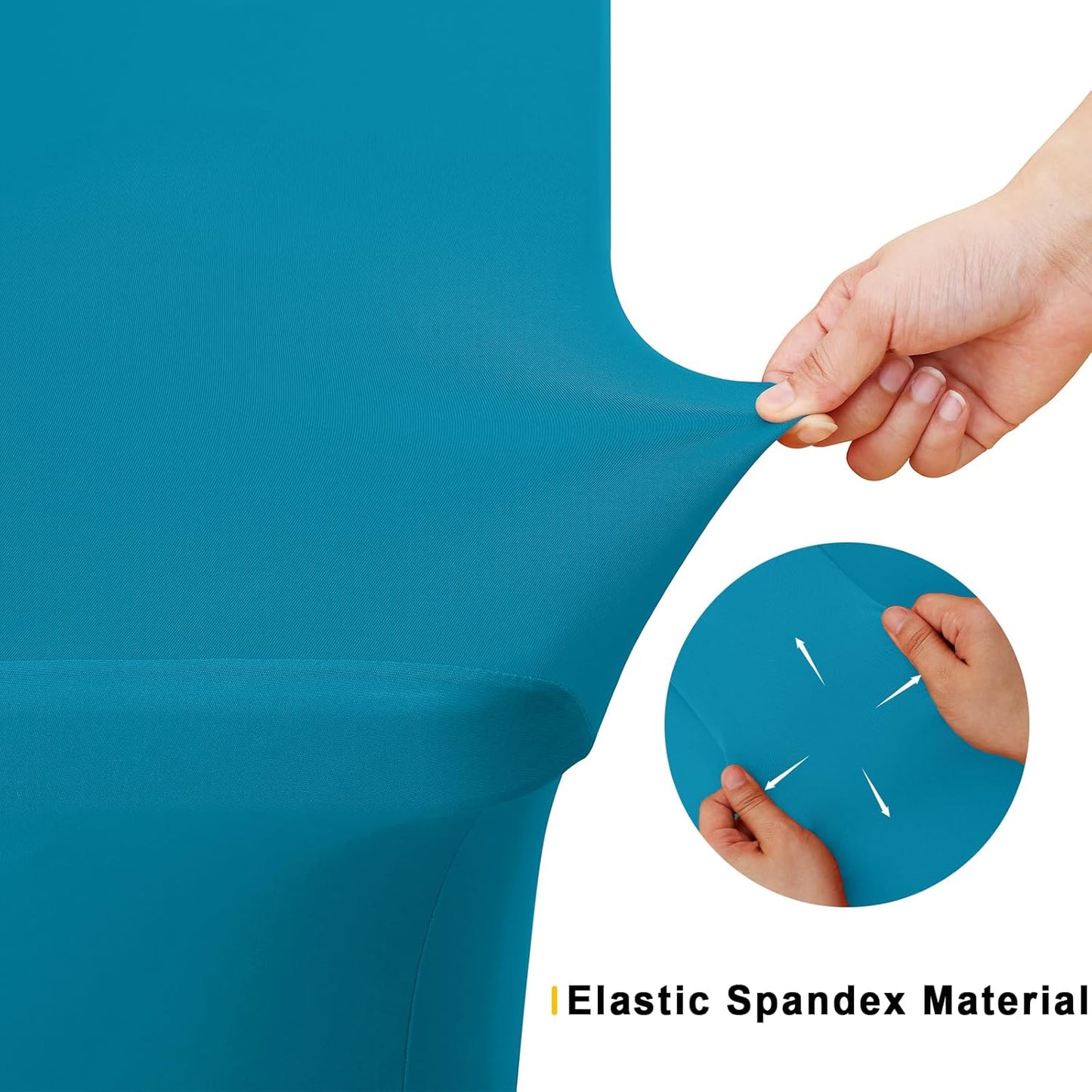 Smiry 2 Pack Spandex Table Cloth 8FT, Elastic Fitted Stretch Tablecloths, Washable and Wrinkle Free Rectangular Patio Table Cover for Outdoor, Wedding, Banquet & Parties (Teal, 96Lx30Wx30H Inch)