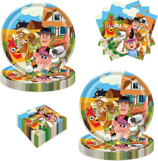 40Pack Lai Granja De Zenoon Party Supplies include 20 plates, 20 napkins for The De Zenoon birthday party decoration