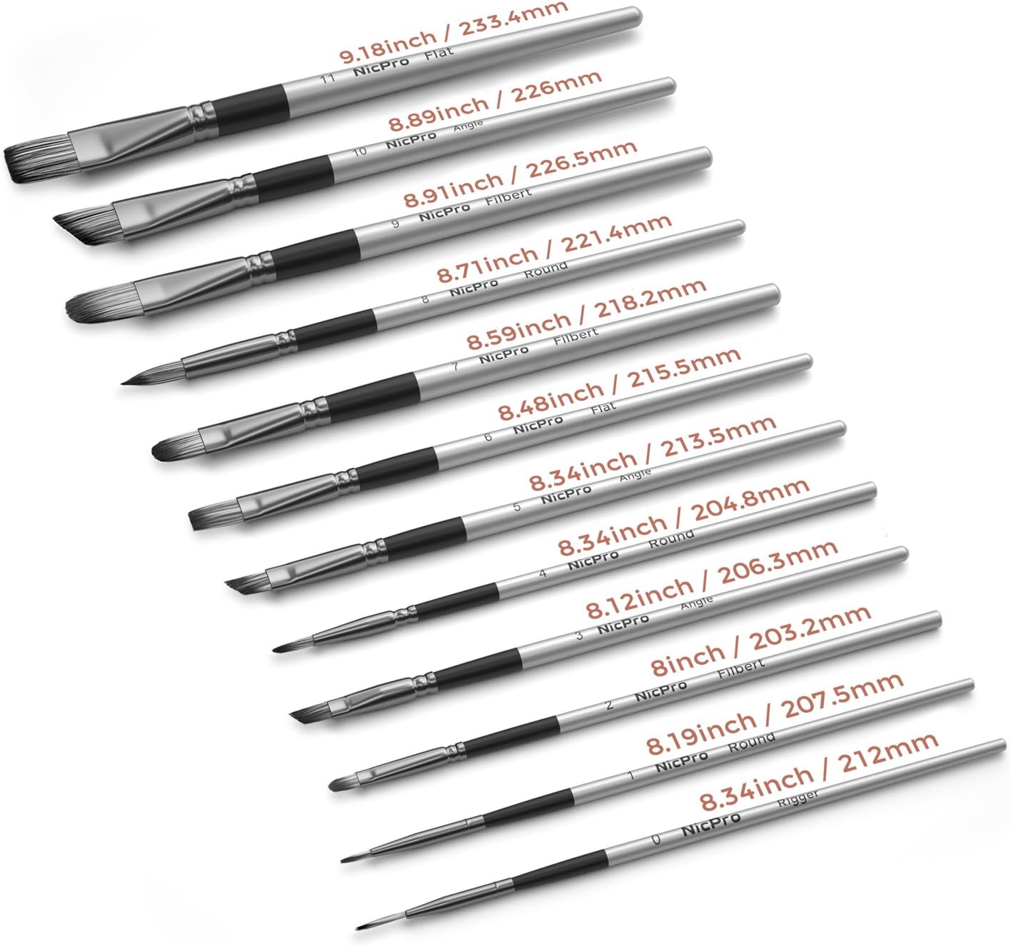 Nicpro 12PCS Artist Paint Brush Set, Craft Paint Brushes for Acrylic Painting, Oil, Watercolor, Gouache, Tempera, Face, Body, Fabric, Leather, Model, Art Supplies Paintbrushes for Artists Beginners