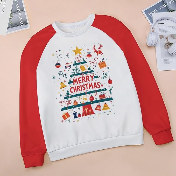 LOAIHA Christmas Sweatshirts for Women Christmas Tree Graphic Shirt Xmas Long Sleeve Merry Christmas Pullover Blouse