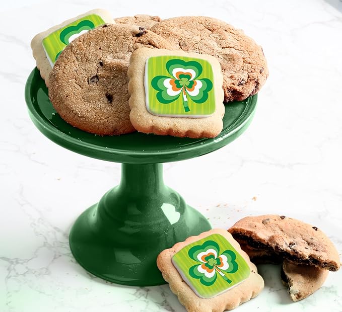 St Patrick's Day Cookies Assortment Gift Basket Chocolate Chip Cookies Fudge Filled For Men Women Kids | INDIVIDUALLY WRAPPED | Large Cookies | Shamrock Cookie Care package