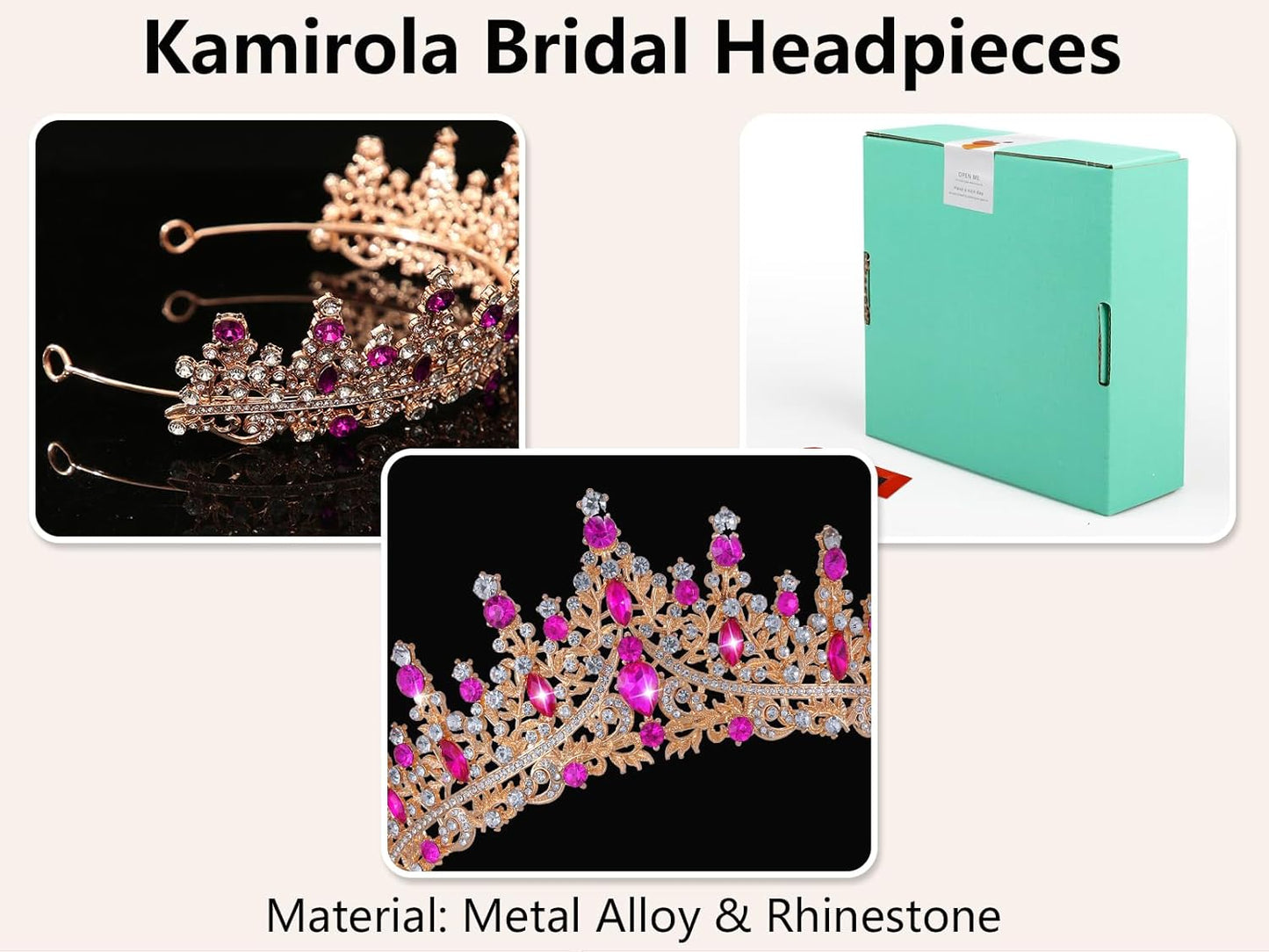 Kamirola Crystal Crowns and Tiaras Headband for Girl or Women Birthday Party Wedding Prom Bridal Halloween Christmas （TR19）