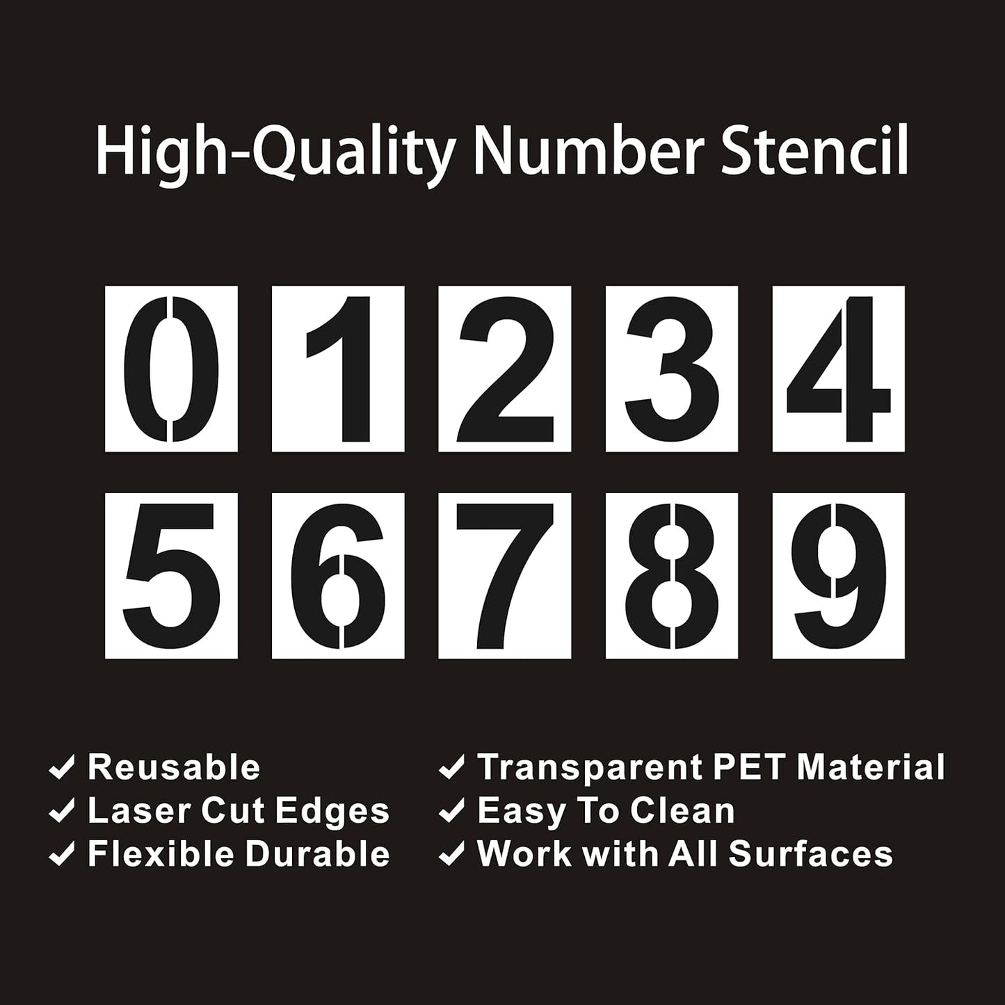 5 Inch Number Stencils Plastic Number Stencils Reusable Digital Painting Templates for Cake Stencil Address Painting Stencil Templates
