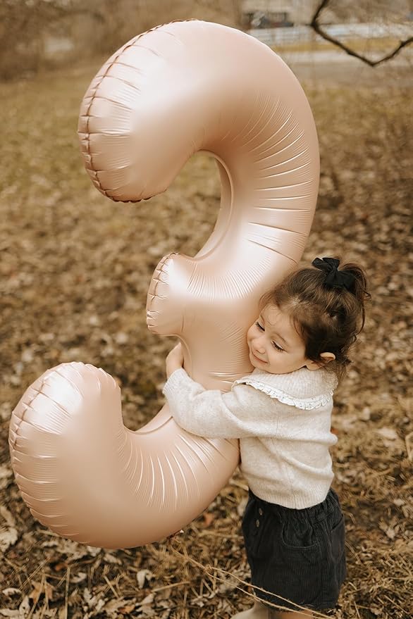 Light Brown 3 Balloon, Tan Number Balloons 40 Inch, Beige 3rd Birthday Decorations for Kids Girls Boys, Men Women Sandy Brown Party Supplies for Party Decorations, Khaki Number 3 Balloon