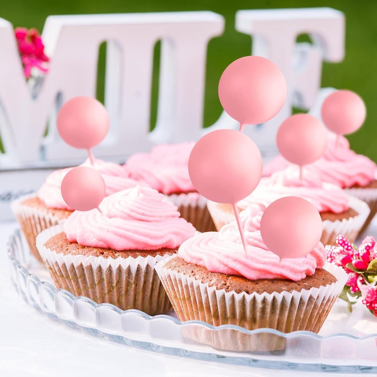 75 Pieces Light Pink Cake Balls Topper Decorations Foam Cupcake Topper Mini Balloon Cake Topper Balls Cake Picks for Cake Deco Birthday Party Wedding