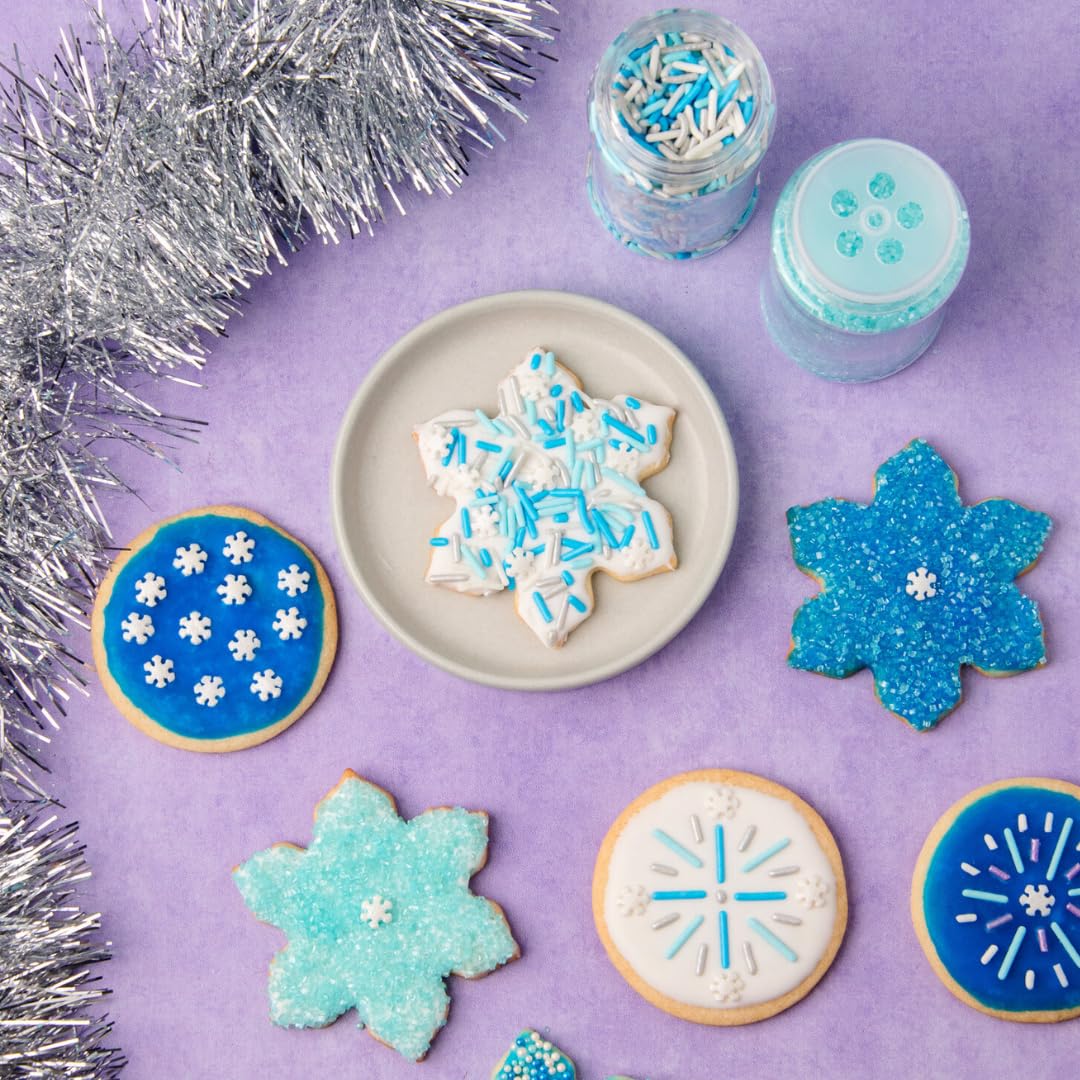 Sweets Indeed Winter Sprinkle 4-Pack – 10.90 oz | Blue Sugar Crystals, Shimmer Snowflakes, Winter Jimmies & Nonpareils | Frozen-Inspired Christmas & Holiday Baking Decorations