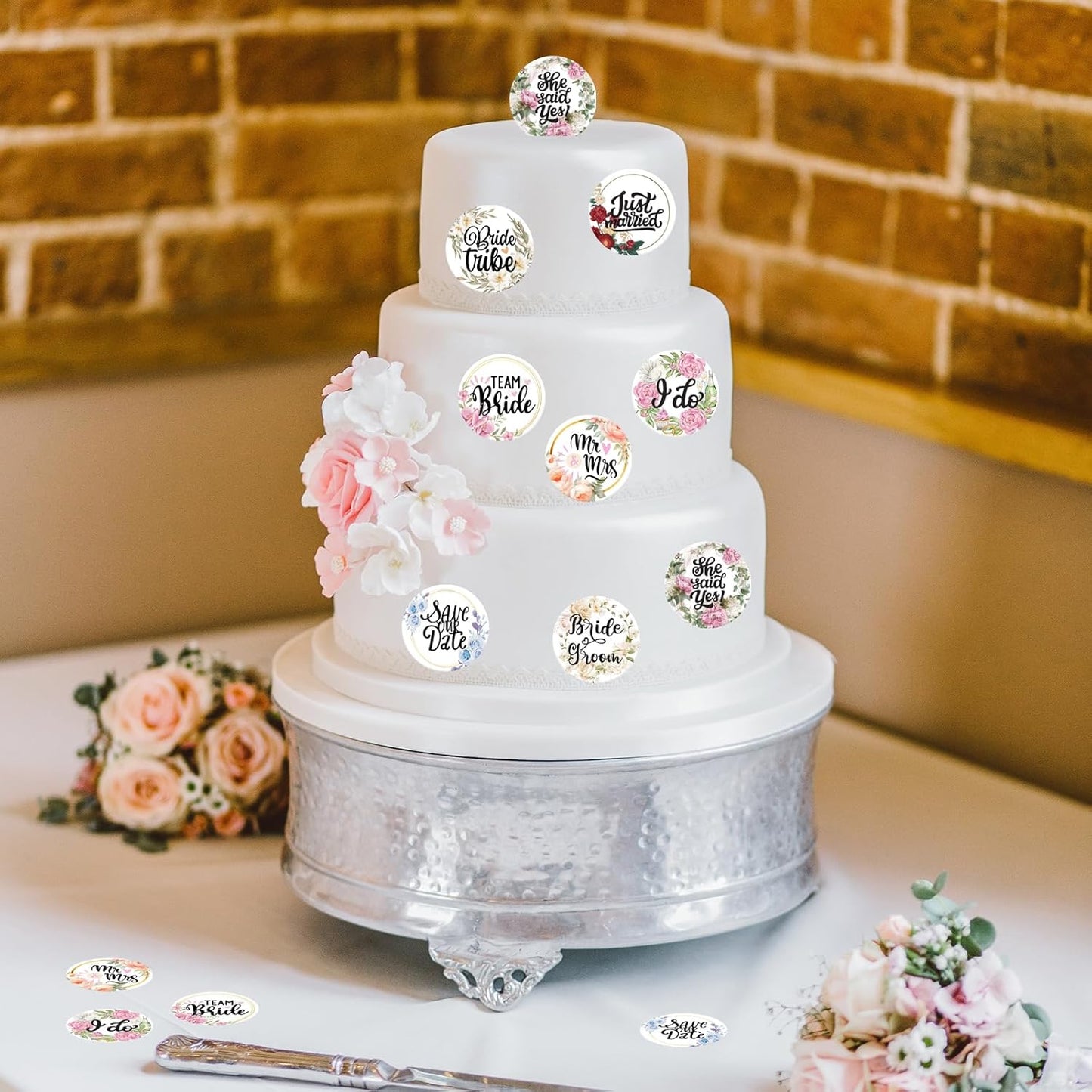 36PCS Edible Floral Bride to Be Cupcake Toppers Wafer Paper Love I Do Cupcake Decoration Miss to Mrs Cupcake Picks for Bridal Shower Bachelorette Wedding Party Supplies