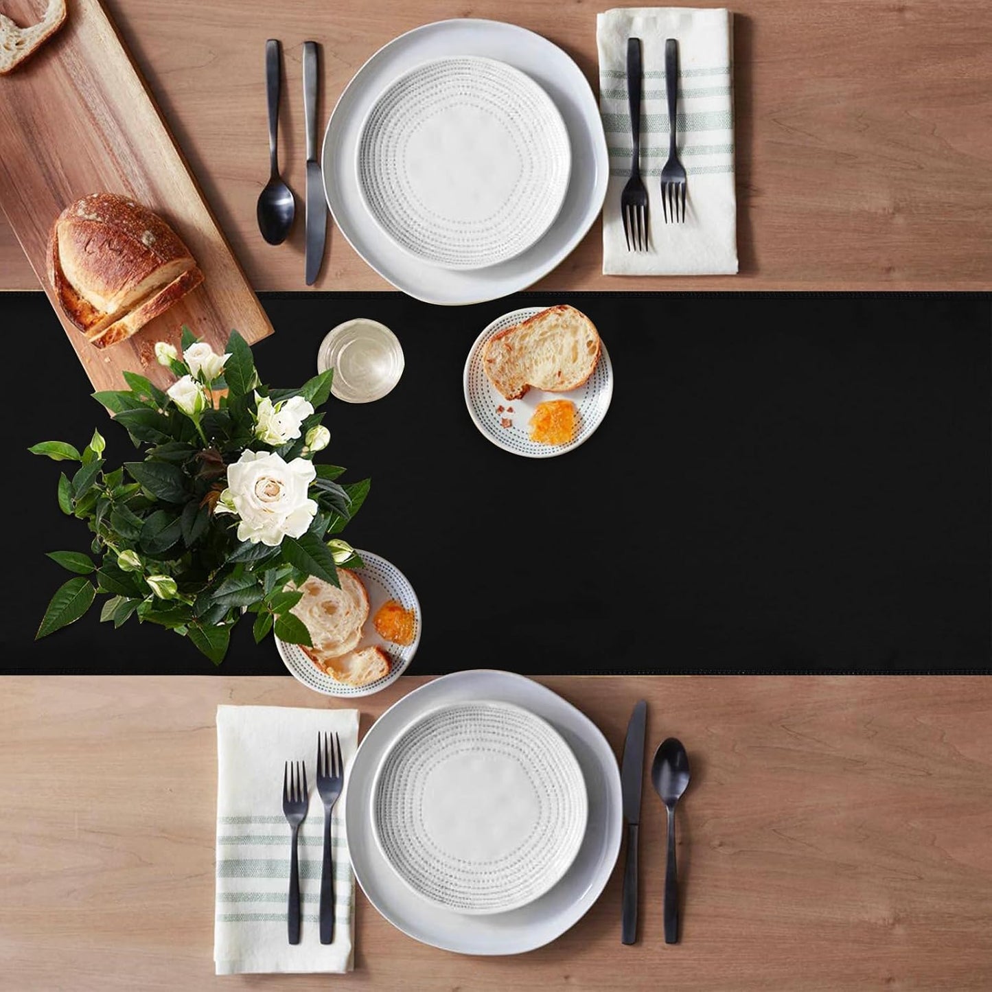 10 Pack Satin Table Runner 12 X 108 Inch Silk Table Runner for Party,Wedding, Birthday, Banquets,Decoration(Black)