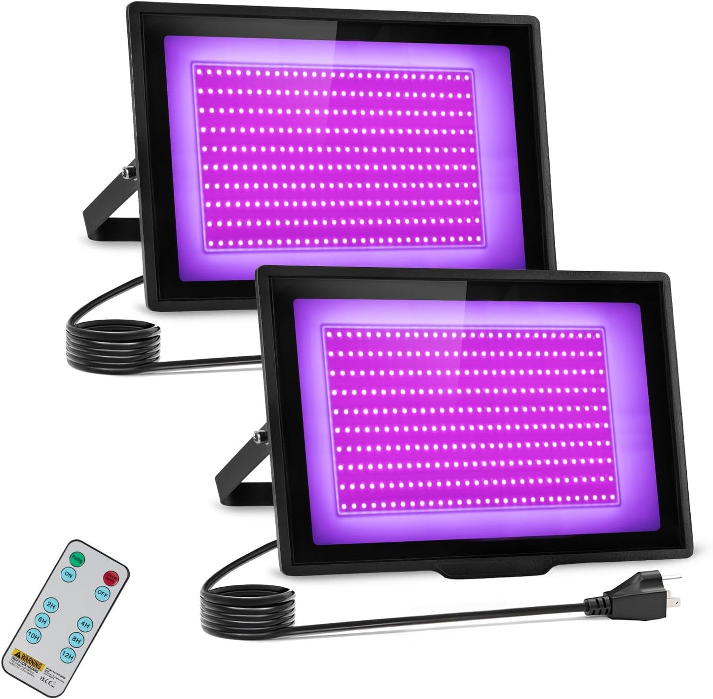 2 Pack 300W LED Black Light IP66 Waterproof,Blacklight with Plug and Switch,Flood Light for Glow Party,Halloween Decoration, Body Paint, Fluorescent Poster, Stage Lighting,Neon Glow,5.25Ft Cord