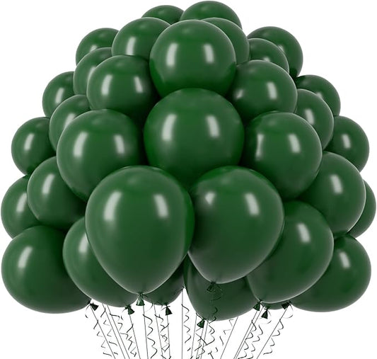 110pcs Dark Green Balloons 12inch Green Latex Party Balloons for Birthday, Graduation, St. Patrick's Day, Christmas, Baby Shower, Dinosaur Party, Anniversary Party Decorations