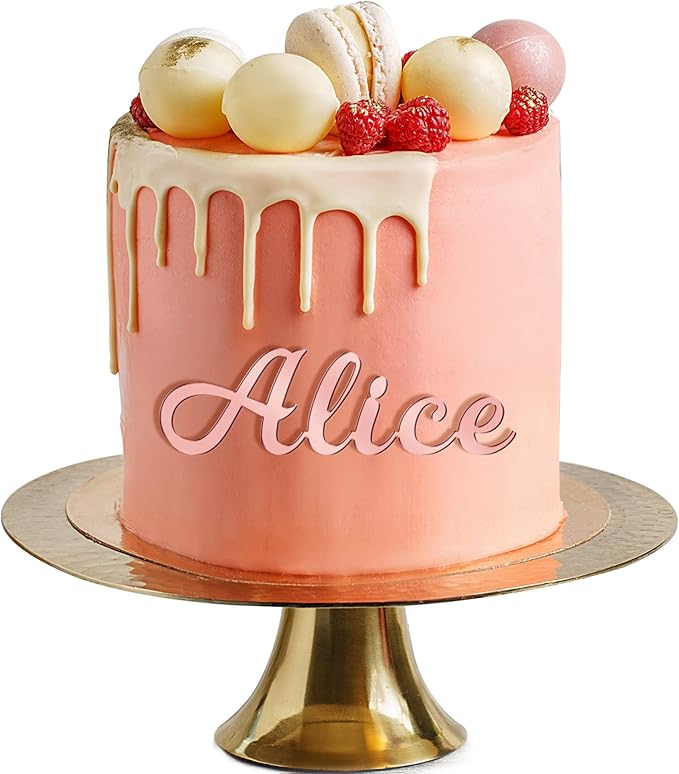 Personalized Cake Topper for Birthday Wedding with Any Text Numbers Mirror Acrylic Cake Toppers Cake Decoration for Birthday Anniversary Baby Shower Graduation (Rose Gold)