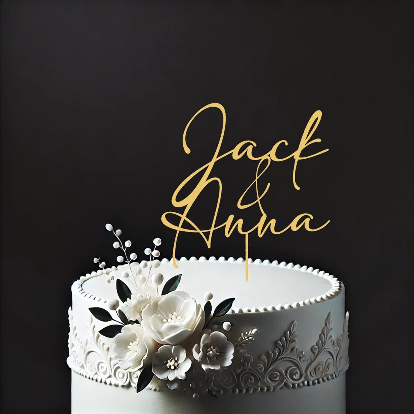 Customized Name Cake Topper for Couples & Engagements - Classic Decorating Topper for Weddings & Anniversaries